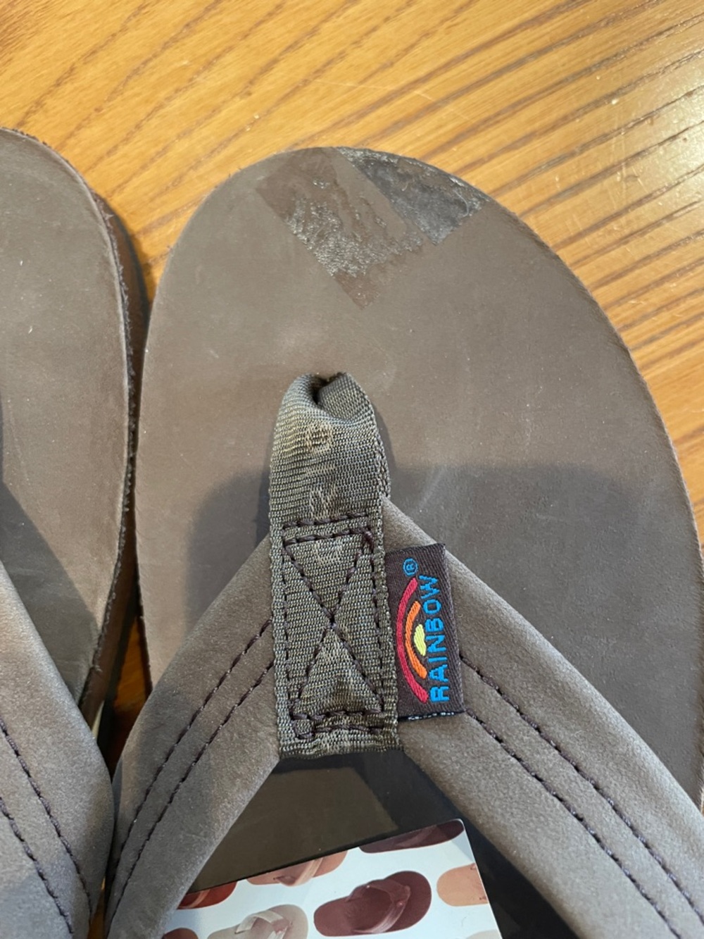 Rainbow wide strap leather flip flops -color is expresso - Picture 7 of 7
